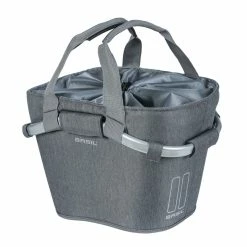 Basil 2DAY CARRY ALL REAR BASKET, Lenkerkorb, Grey Melee, 15L Inkl. Basil KF Adapterplatte, Geeignet F&uuml;r KF Systeme (separat), Reflektion